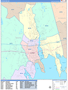 New Bedford  Wall Map Color Cast Style